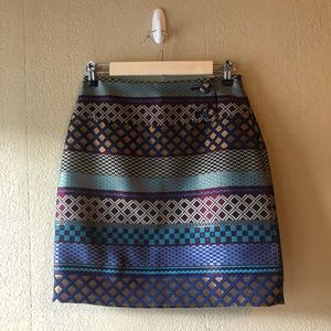 MAEVE anthro Audra Metallic Mini skirt geometric 2
